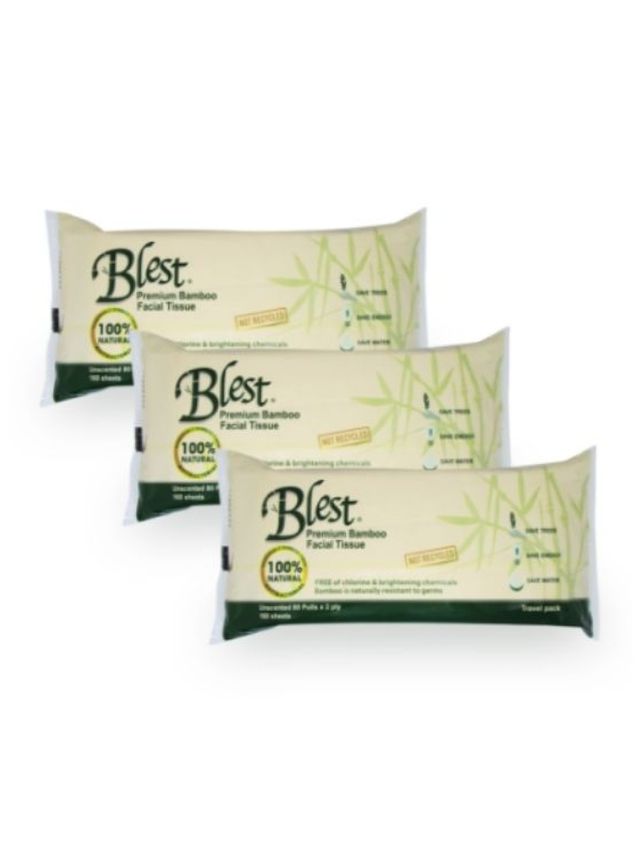 Blest Bamboo Facial Tissue (80 pulls) x 3 packs edamama